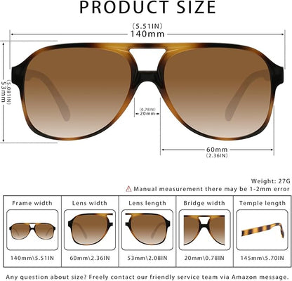 YDAOWKN Retro Aviator Sunglasses for Women Mens Large Frame Classic Vintage 70s Sun Glasses Aviators