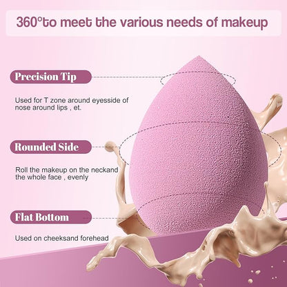 Makeup Sponge Set BS-MALL Triangle Puff 14 Pcs for Liquid, Cream, and Powder, Multi-colored Makeup Sponges and Mini Sponge (A-Purple)