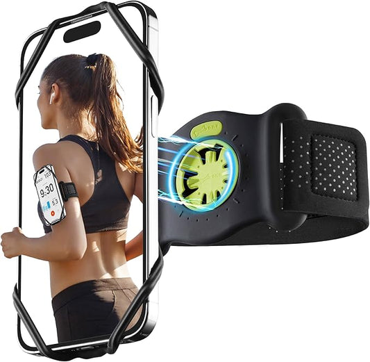 BONE Run Tie Connect Kit 2, Magnetic Running Phone Holder, Detachable & 360 Rotatable Sport Armband, Skin-Friendly Silicone Phone Carrier for Most Smartphones