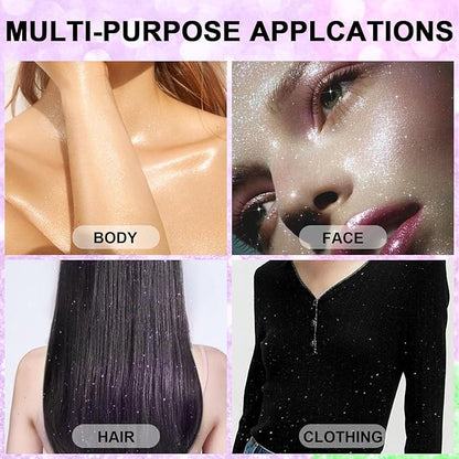 Hair and Body Glitter Spray, 1PC Purple Glitter Hairspray Dry Powder Makeup for Clothes, Festival Rave Prom Loose Sparkle Powder,Holographic Ultra Fine Resin Glitters for Crafts,10g (Purple)