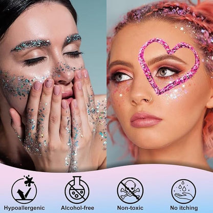 Galaxy Blue Face Body Glitter Gel,Color Changing Glitter for Face Hair Nails,Sparkling Glitter Gel for Women,Face Hair Sequins Party Festival Rave Makeup,50ml