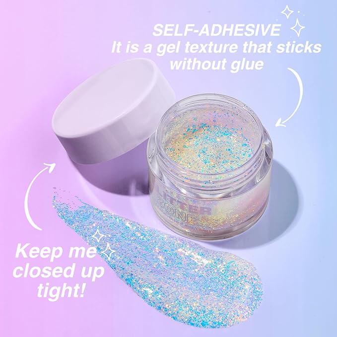Holographic Body Glitter Gel - Cosmetic-Grade, Halloween Glitter Makeup Glitter for Face, Body, and Hair, Safe and Easy to Use, Perfect for Festivals Parties (07 Pink Stardust)