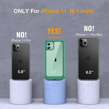 Miracase Glass Series Designed for iPhone 11 Case [2023 Upgraded] Full-Body Rugged Bumper Case with Built-in 9H Tempered Glass Screen Protector and Camera Protector (Light Green)