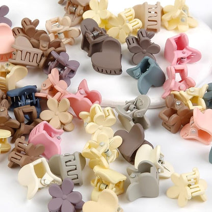 100Pcs Colorful Mini Flower Hair Clips Set, TEBIEKOY Small Hair Clips Mini Heart Hair Claw Clip Cute Jaw Clips Hair Pins Hair Barrettes Tiny Flower Hair Accessories for Women