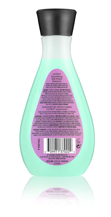Nail Polish Remover by Cutex, Nourishing Nail Care, Leaves Nails Looking Healthy, Contains Vitamins E & Apricot Oil, 6.76 Fl Oz (Pack of 2)