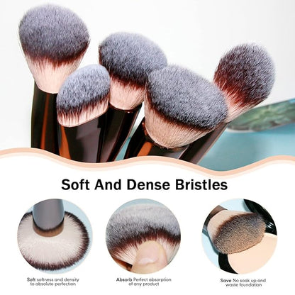 Makeup Brushes, Daubigny 16Pcs Complete Premium Synthetic Makeup Brush Set with Professional Foundation Brushes Powder Concealers Eye shadows Blush Makeup Brush for Perfect Makeup (Champagne Gold)