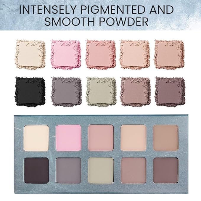 Ten Color Green Pink Brown series Matte eyeshadow Makeup palette,High-Pigment Eye Shadow, Smooth & Blendable,Everyday Velvety Matte Finish Eye Makeup Looks box,Vegan & Cruelty-Free,Built-in Mirror 01