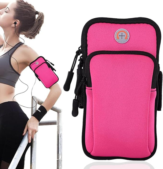 Sports Armband, Running Gym Universal Smartphone Arm Bag with Earphone Hole Multifunctional Pockets foriPhone 15, 14, 13, 12, 11 Pro Max, Xs, Xr, X, 8 Plus, SE, Galaxy S22 Ultra and More
