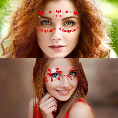 10 Sheets 4th of July Flag Temporary Tattoos Stickers Face Eye Body Makeup Red Maple Leaf Star Hat Heart Butterfly Patriotic Party Decor Supplies