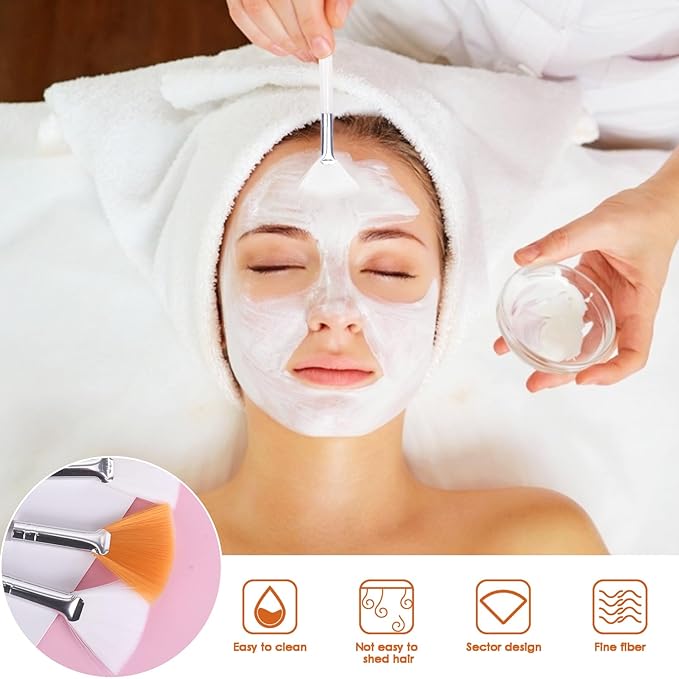 20 Pieces Fan Brushes Facial Applicator Brush Soft Makeup Mask Acid Applicator Brush Esthetician Cosmetic Brush for Mud Cream, Makeup Peel (White)