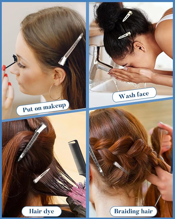 3 Sizes Metal Hair Styling Clips 70PCS, MORGLES No Crease Alligator Clips for Hair Rollers with 2pcs Parting Comb for Braids, Coloring and Styling