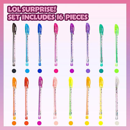 L.O.L Surprise 16 Piece Glitter Pen Body Art Set, Glittery and Bright Colors, Ages 3+ by Townley Girl