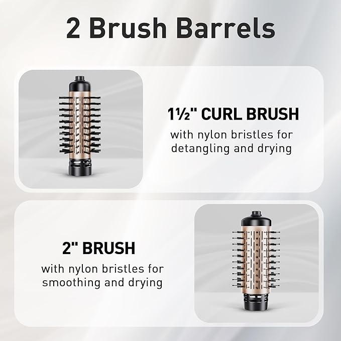 Beautimeter Hair Dryer Brush 3-in-1 Hair Styler: Rotating Blow Dryer Brush with 2-Inch and 1.5-Inch Brushes