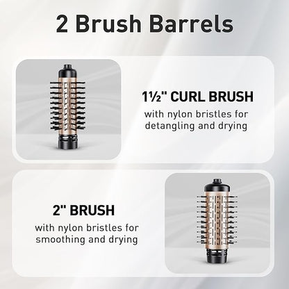 Beautimeter Hair Dryer Brush 3-in-1 Hair Styler: Rotating Blow Dryer Brush with 2-Inch and 1.5-Inch Brushes