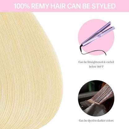 #60 Platinum Blonde Tape in Hair Extensions Human Hair,22inch 20 Pcs Tape ins Human Hair Extensions,Straight Silky 50g Tape in Remy Hair Extensions for Women Girls