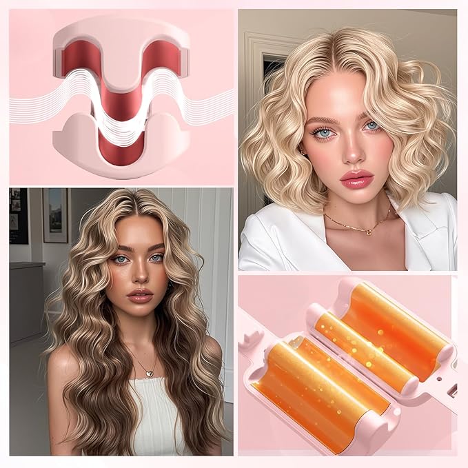 CHIKYO 3 Barrel Rovy Wave Curling Iron, 1.25 Inch Hair Crimper Waver, Beach Waves Curling Wand, Deep Waver Hair Curler Hot Tool with Ceramic Hair Curler for Women, Dual Voltage, Easy to Use，1.4m Cord