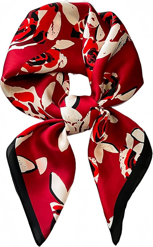 MINIDORA Satin Scarves for Women 27.5 × 27.5 inches Medium Square Elegant Silk Feeling Head Scarf