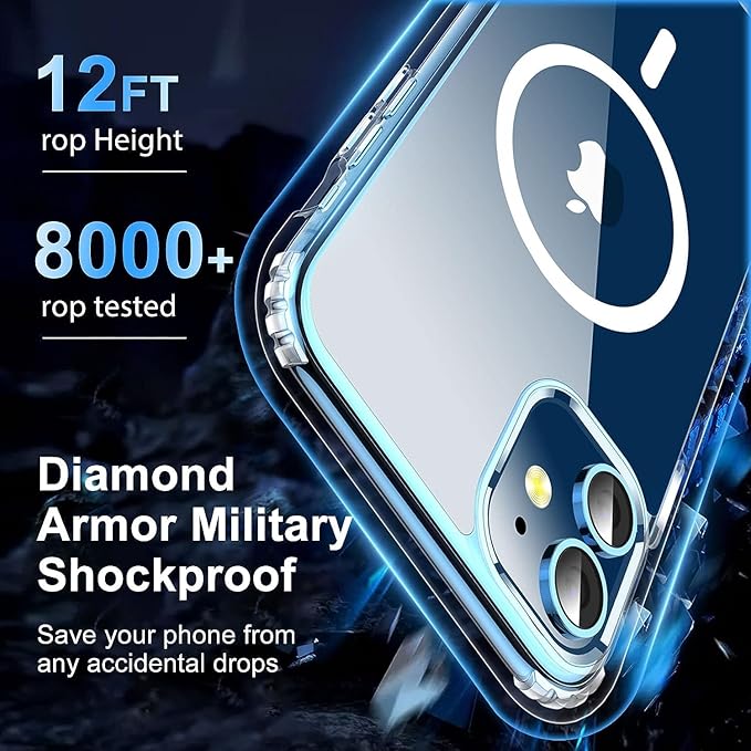 for iPhone 11 Case [Compatible with MagSafe] Clear Non-Yellowing Slim Shockproof Anti-Fingerprint Anti-Scratch Protective Cover for 6.1'' Clear