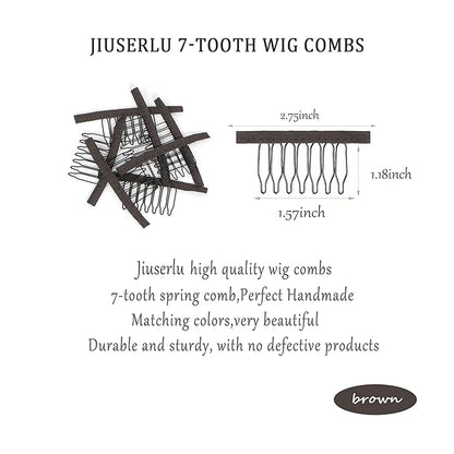 100 Pieces Wig Combs Wig Clips Wig Combs to Secure Wig 7-teeth Wig Accessories Tools For Making Wig Caps Wig Comb (Brown,100 Pcs)