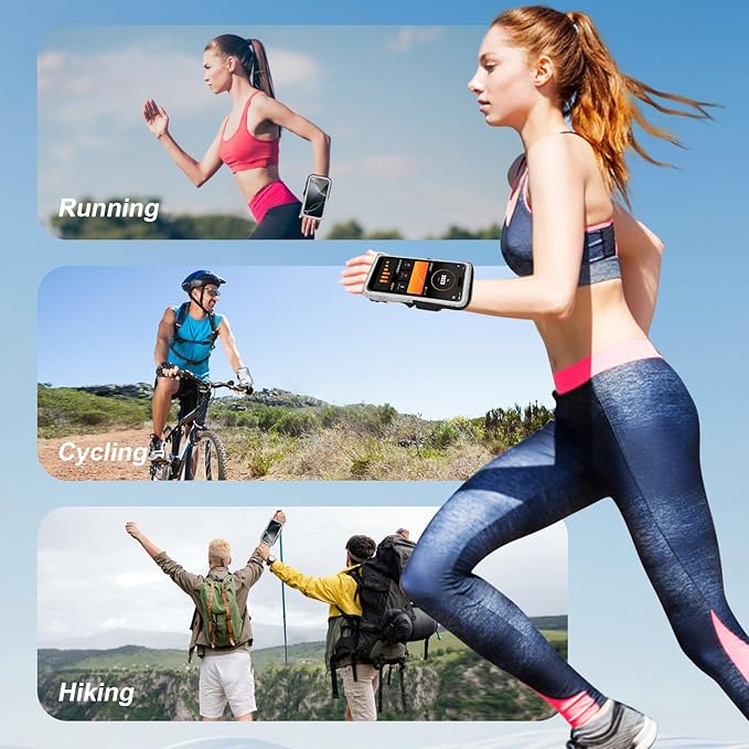 Armband for Phone for Runing, Wrist Phone Holder for Running for iPhone Pro Max Plus SE (16/15/14/13/12/11/X/XR) Galaxy S24/S23/S22/S21, Frearmband with Adjustable Strap & Card Slot(Grey