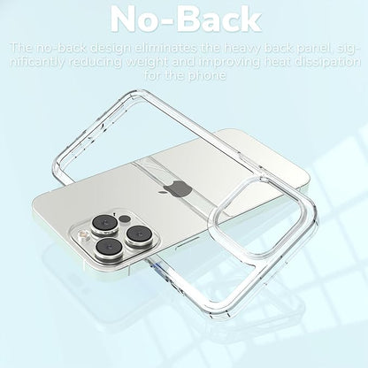 for iPhone 14 Pro Max Clear Bumper Frame No-Back Case, Slim Fit Ultra-Light Anti-Yellowing Transparent Protection Heat Dissipation Phone Cover Case 6.7"
