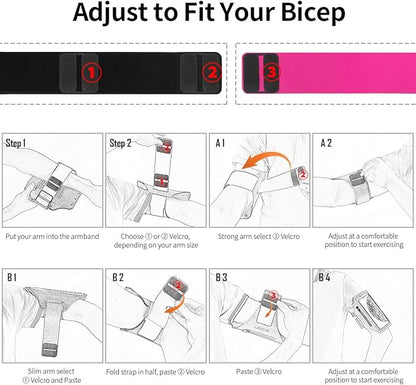 Running Armband with Earphone Bag Cell Phone Armband for iPhone 16 15 Pro 14 Plus 13 11 XR XS, Galaxy S24/S10 Water Resistant Sports Phone Holder Case & Zipper Slot Car Key Holder for 6.7 inch Phone