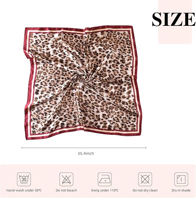35 x 35 Women's Fashion Pattern Large Square Silk Like Hair Scarf Head Sleeping Wrap Satin Neck Bandana for Gift…