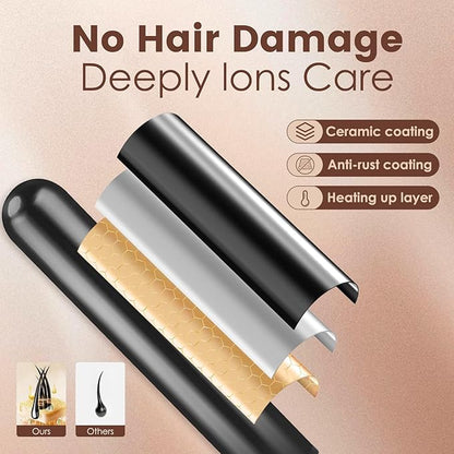 Bo'laiya 5 in 1 Curling Wand Set with Temperature Display, Curling Iron Set with 5 Interchangeable Ceramic Curling Wands, Instant Heat Up, Suitable for All Hair Types (Black)