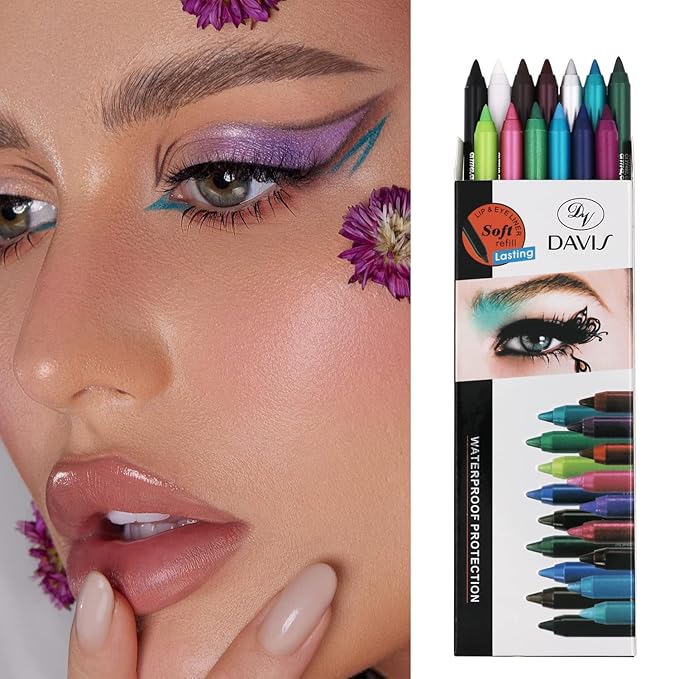 13 Colors Eyeliner Pencil Colorful Eye Shadow Pencil Eyebrow Pen Glitter Matte for Women Eye&Lip Liner Professional Eye Makeup