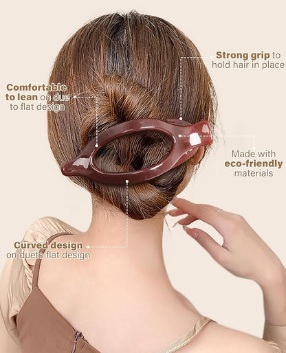 French Flat Hair Clips for Women - 6Pcs Flat Hair Claws for Thin Thick Hair Strong Hold No Slip Grip Hair Claw Clips for Women Girls (Amber (Brown))
