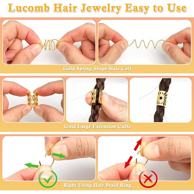 280 Pcs Hair Jewelry for Women, Hair Charms Cuffs Beads for Braids Loc Jewelry for Dreadlocks, Adjustable Gold Braids Coils Rings Decoration for Dreadlock Accessories