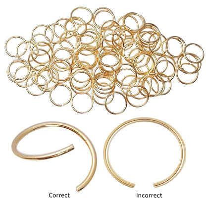 Nydotd 180 Pieces Hair Rings and Loop Clips, Women's Fashion Hip-Hop DIY Hair Accessories for Braids, Dreadlocks (12mm+14mm, KC Gold)