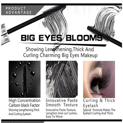 2 PCS black Cat eye mascara Eyes Makeup Color Mascara Waterproof Fast Dry Eyelashes Curling Lengthening Makeup Eye Lengthening, Lifting, Curling