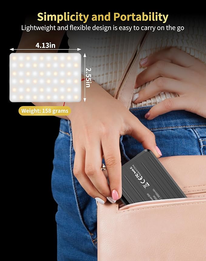 120LED Portable Selfie Light:Phone Light with Clip & Camera Tripod Adapter Rechargeable 3000mAh CRI 95+, 3 Light Modes, for Video Conference Lighting, Makeup, Live,Vlog,is Appy to Creator