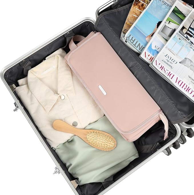 FINDCOZY Hair Tools Travel Bag, Haircare Accessory Organizer with Heat Resistant Mat for Curling Iron, Straighteners and ‌Styling Appliance, Pink