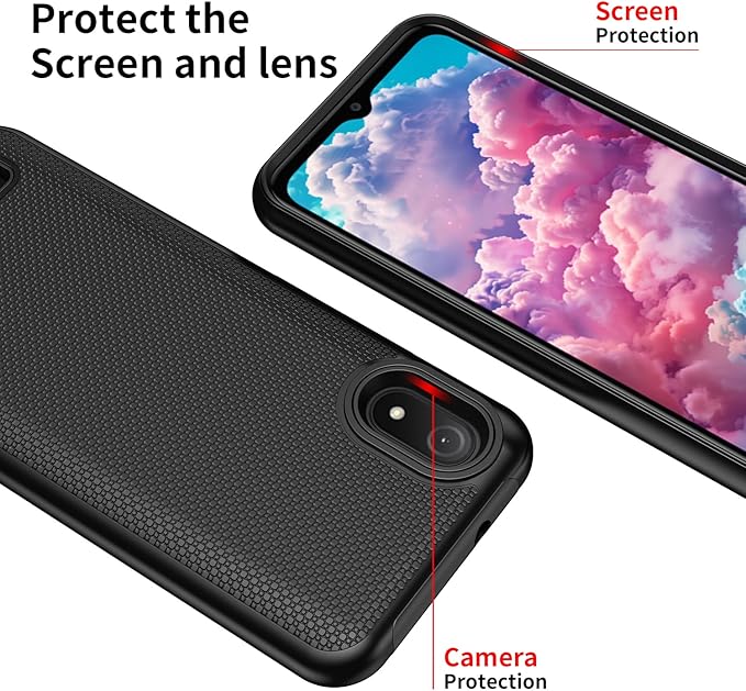 for Cloud Mobile C8 Phone Case with Screen Protector,Stratus C8 Phone Case Dual Layer Heavy Duty Protection,Slim Lightweight Rugged Military Grade Shockproof Cover for Cloud Stratus C8 Black