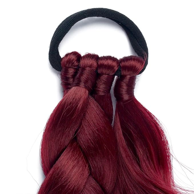 2 Pack Long DIY Braided Ponytail Extension with Hair Tie Straight Wrap Around Hair Extensions Ponytail(bug#)