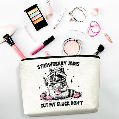 2pcs Raccoon Makeup Bag Sarcastic Humor Cosmetic Bag Funny Pun Animal Raccoon Gifts for Women Friends Sisters Bestie Coworkers Mom Christmas Birthday Gifts Travel Toiletry Bags