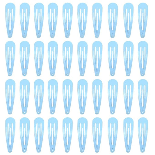 40 Counts Blue Color Metal Snap Hair Clips 2 Inch Barrettes for Women Accessories