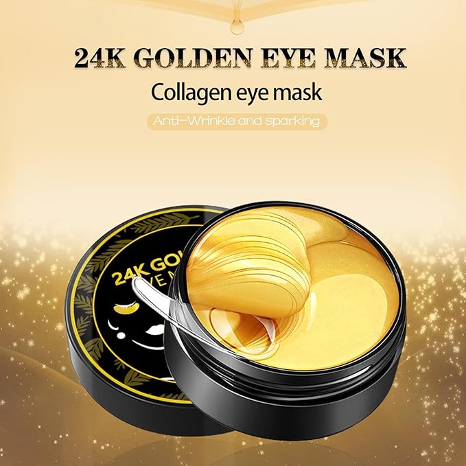 24k Gold Under Eye Patches, Eye Mask for Puffy Eyes Dark Circles Bags and Wrinkles, Moisturizing Fine Lines Under Eye Patches for Women (30 Pairs)