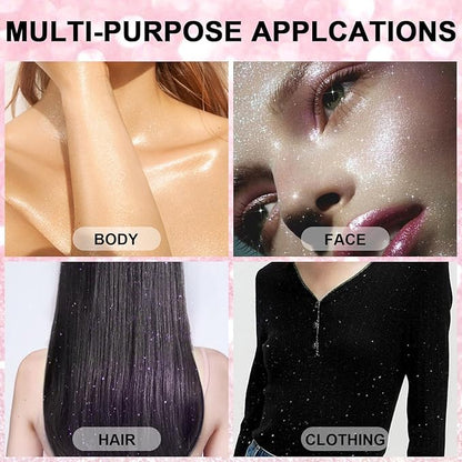 Hair and Body Glitter Spray, 1PC Pink Glitter Hairspray Dry Powder Makeup for Clothes, Festival Rave Prom Loose Sparkle Powder,Holographic Ultra Fine Resin Glitters for Crafts,10g (Pink)