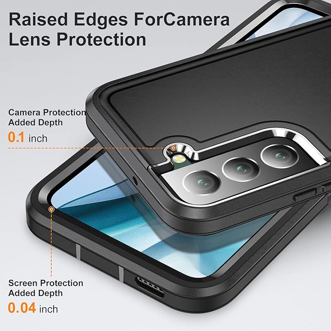 for Samsung Galaxy S22 Plus Case with Kickstand Case 3-Layer Military Grade Protective Case Cover Silicone Rugged Shockproof for Galaxy S22 Plus Phone Case Black+Black