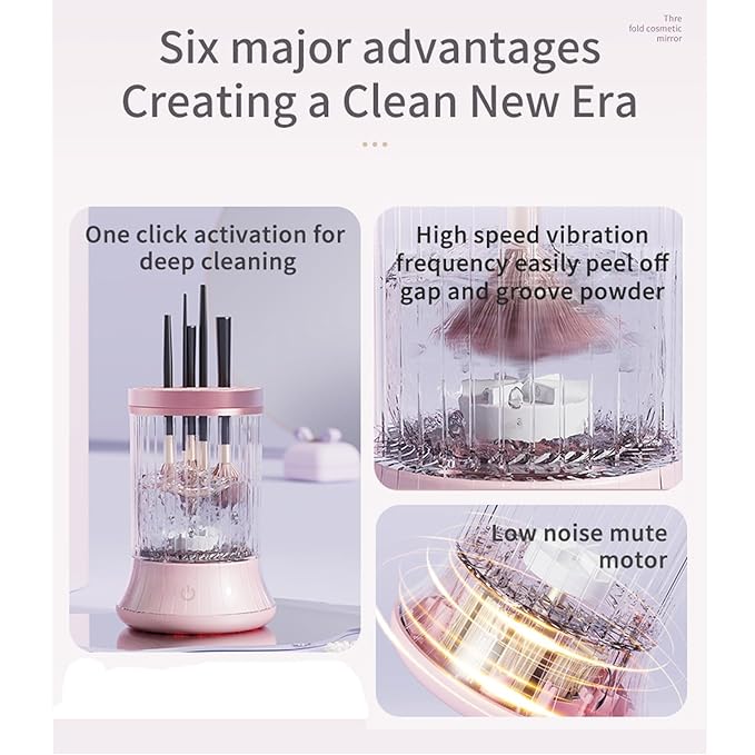 Upgrade Electric Makeup Brush Cleaner Machine – Makeup brush Clean and Dry Makeup Brushes Tools,Sponges Automatically – Make Up Dryer,Washer Holder Combined(Pink)