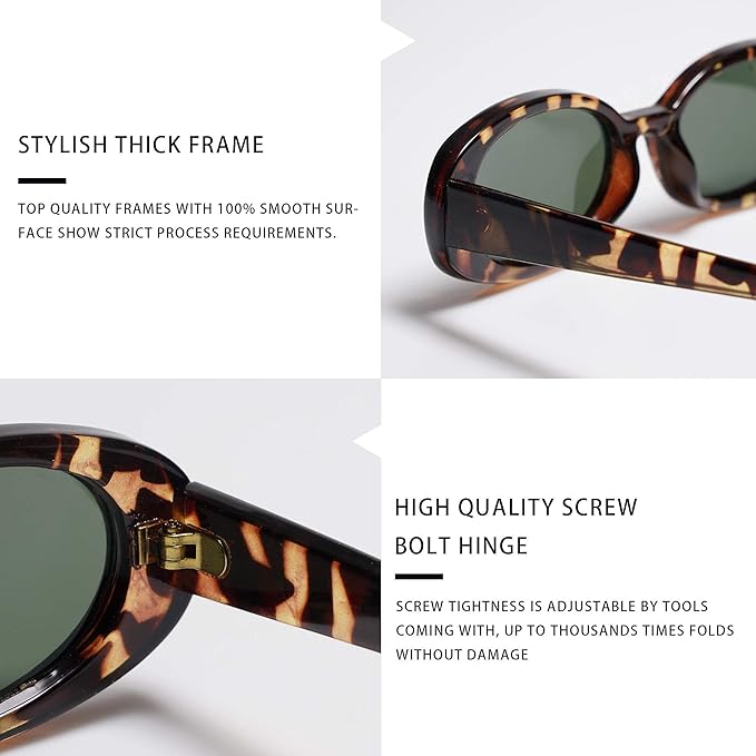 VANLINKER Polarized Retro Oval Sunglasses for Women and Men Small 90s Style VL9580
