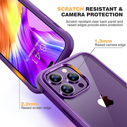 Miracase Designed for iPhone 12 Pro Max Case, Full Body Rugged Case with Built-in Touch Sensitive Anti-Scratch Screen Protector, Soft TPU Case Compatible with iPhone 12 Pro Max 6.7", Purple