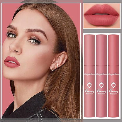 3 Piece Nude Matte Lipstick Set,Natural Nude Lipstick Velvet Air Moisture Smooth Crayon Lip Stain,Matte Lipstick 24 Hour SuperstayLong Lasting Waterproof Lip Gloss for Women Makeup(Set C)