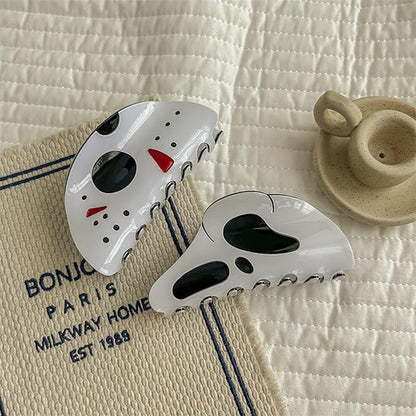 2 Pcs Halloween Big Hair Claw Clip Ghost Face Hairpin Masks Punk Ponytail Scream Grimaces Scary Styling Shark Clip Funny Hair Accessories Halloween Styling