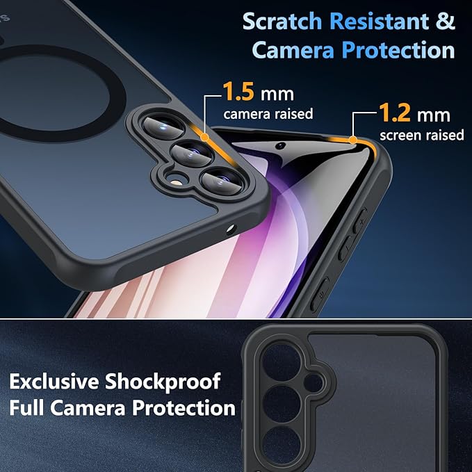 For Samsung Galaxy S23 FE Case 6.4'', Magnetic Galaxy S23 FE Case Compatible with Magsafe with Screen Protector [Military-Grade Protection] Shockproof Phone Case Samsung S23 FE Protective Cover, Black