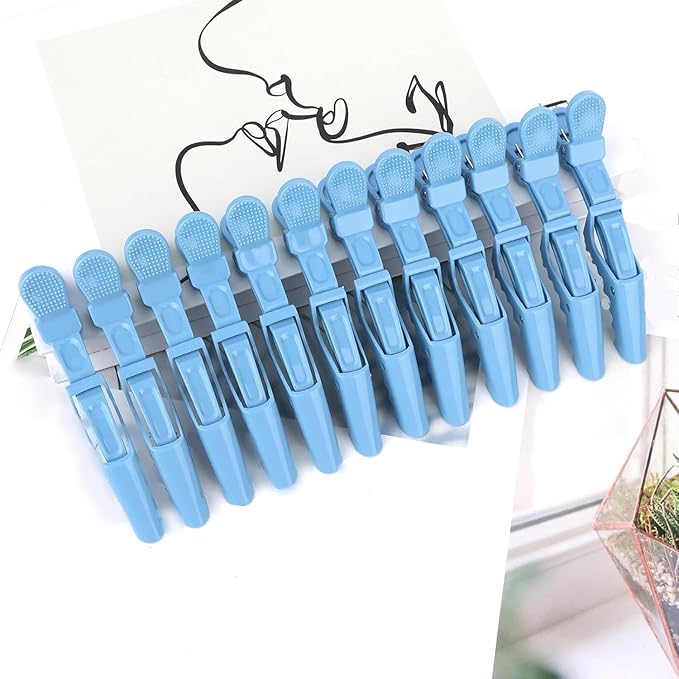 12Pcs Blue Hair Clips, Hair Styling Clips for Sectioning, Alligator Hair Clips for Hair Salon, Hair Accessories for Women