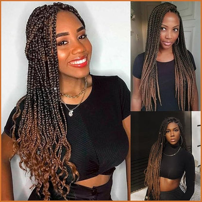 Ombre Black Brown Pre stretched Braiding Hair 2 Packs Pre feathered Braid Hair Extensions 30 Inches Hair Braids